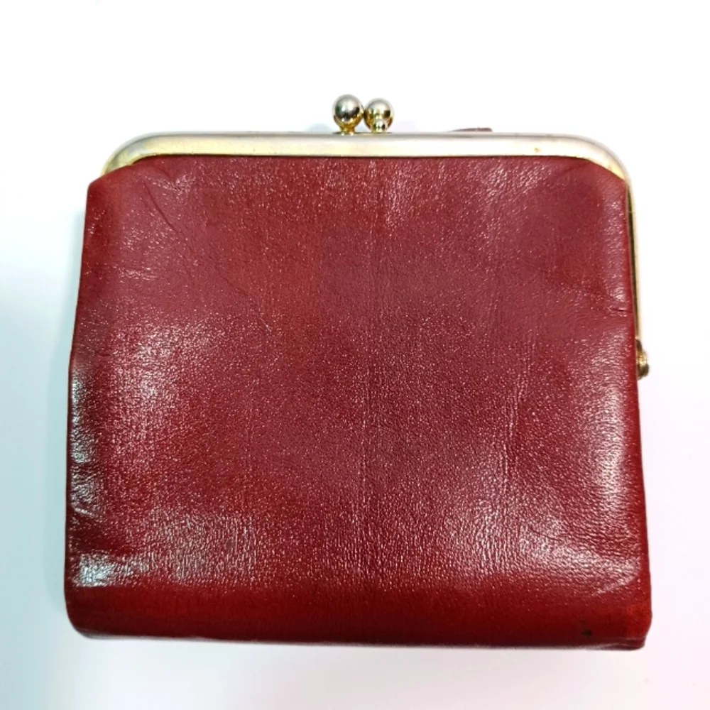 Vintage  Buxton Women BiFold Wallet, Deep Red/Brown